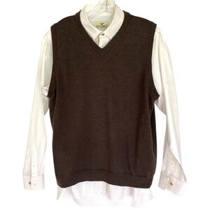 Nordstrom Men’s Extra Fine Merino Wool Sweater Vest Brown L